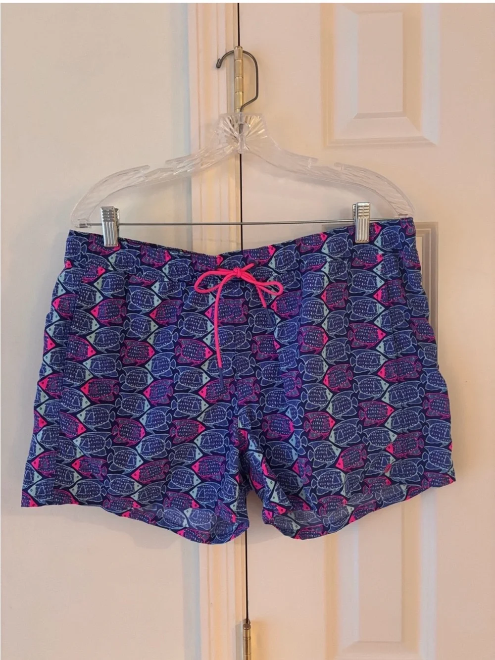 Vineyard Vines Purple & Pink Fish-Print Swim Coverup Shorts ~ Size M